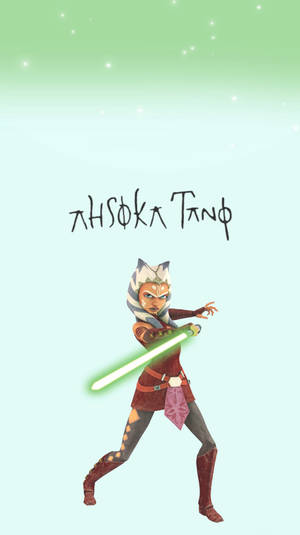 Ahsoka Tano 在星空漸變背景中揮舞綠色光劍。