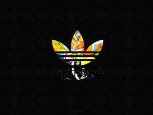 深色紋理背景上的色彩繽紛抽象Adidas標誌