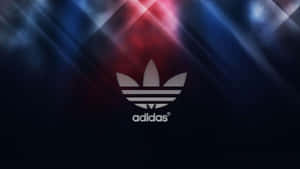 深色背景上帶有發光光條的Adidas標誌