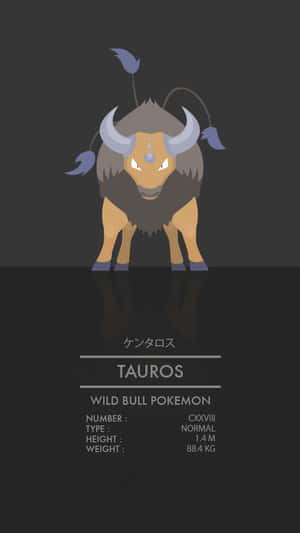 Tauros 寶可夢在黑暗背景上站立並有倒影 — 遊戲 壁紙