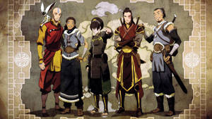 《降世神通》中的五位動畫角色穿著傳統服裝站在一起。