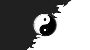 陰陽符號以鋸齒狀邊緣分隔黑白。