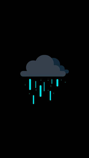 暗色雲朵在黑色背景上滴落發光的青色雨滴