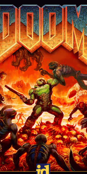 Doom 戰士在熾熱地獄中與惡魔戰鬥 — 18:9 壁紙