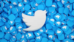 一個大型白色Twitter鳥標誌被藍色應用程式圖標包圍。