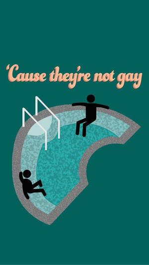 兩個火柴人在泳池中，文字寫著「Cause they're not gay」。