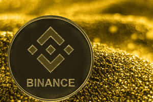 被金粉包圍的Binance加密貨幣硬幣。