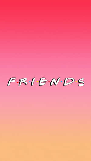 Friends 電視節目標誌在粉紅橙色漸變背景上。