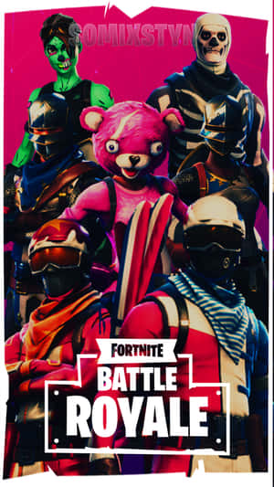 《Fortnite Battle Royale》角色穿著色彩繽紛的服裝一起擺姿勢。