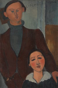 雅克與貝爾特·利普希茨，阿梅代奧·莫迪利亞尼作品，創作於1916年，油畫。下載此藝術作品作為桌面、平板或手機的高解像度 wallpaper。