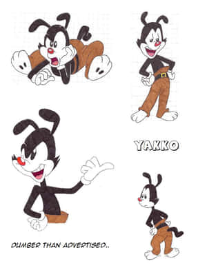 Yakko Warner卡通角色以四個不同姿勢呈現，附文字標籤。