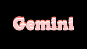 黑色背景上顯示Gemini的粉紅色3D文字