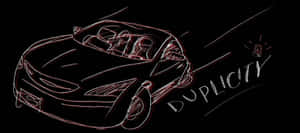 跑車的紅色線條草圖，旁邊有「duplicity」字樣。 — 汽車 壁紙