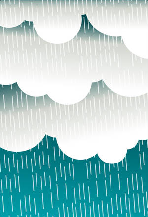 雨水從白雲中落下，背景為青綠色漸變。 — 雨 壁紙