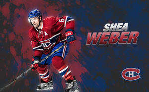冰球運動員 Shea Weber 身穿蒙特利爾加拿大人隊裝備，手持球桿滑行。 — 運動 壁紙