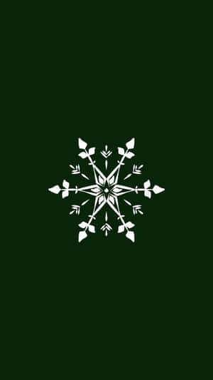 深綠色背景上的白色雪花設計