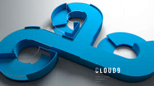 Cloud9電競標誌，以醒目的藍色3D設計呈現在白色背景上。
