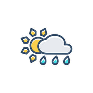 雲層後的太陽雨天象徵圖標