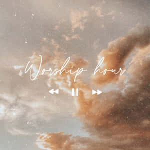 帶有Worship hour文字和媒體控制項的雲