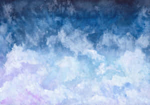 粉彩水彩雲朵以藍色、薰衣草和白色在夢幻的天空中飄移。