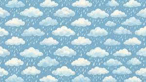 白雲在藍天背景上下雨的重複圖案