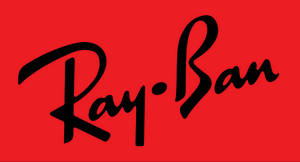 紅色背景上的黑色草書Ray-Ban標誌