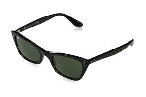 Ray-Ban 太陽眼鏡，玳瑁鏡框配綠色鏡片，白色背景。