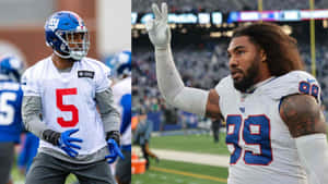 比賽期間，兩名紐約巨人隊球員在場上。 — NFL 美式足球 GIF 壁紙