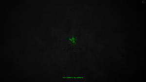 Razer標誌在深色紋理背景上發出綠光，附有為玩家而設的標語。