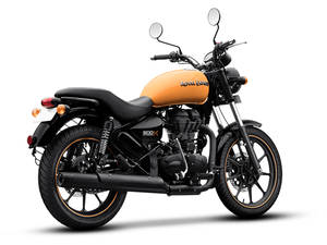 橙色和黑色Royal Enfield 500X電單車工作室拍攝 — 皇室 壁紙