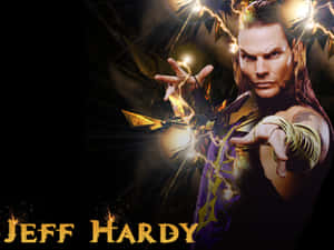 摔角手 Jeff Hardy 雙手發出閃電效果。