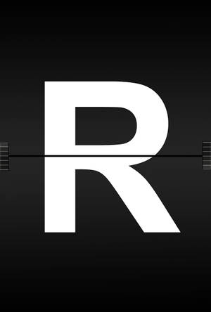 一個大的白色字母R，位於帶有尺線的深色背景上。 — RJ BT21 壁紙