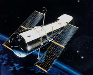 哈勃太空望遠鏡漂浮在地球上空的太空中，星星可見 — 太空 壁紙