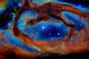 深空中帶有發光星星的彩色星雲
