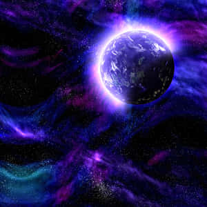 行星在多彩宇宙星雲中與星星一同發光