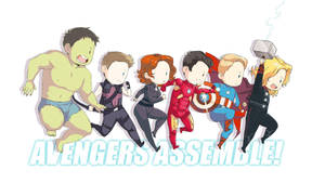 Chibi復仇者聯盟團隊跑緊，Hulk Thor同Iron Man帶頭。