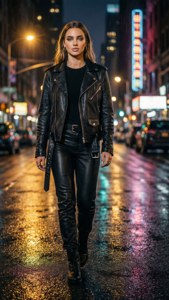 Dua Lipa 在雨夜霓虹城市中漫步 — 平板電腦 壁紙