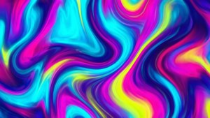 充滿活力的霓虹色彩在流動動作中旋轉的抽象圖案。