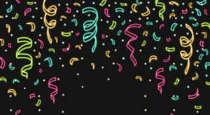 霓虹紙屑和彩帶在黑暗的節日場景中飄落。 — Cia標誌 壁紙