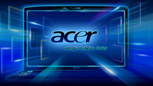 Acer Aspire 手提電腦帶有發光藍色霓虹效果和漂浮的數位面板。
