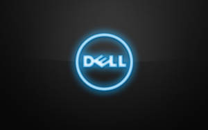 深色紋理背景上的發光藍色Dell標誌