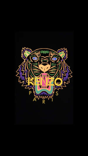 Kenzo Paris 老虎標誌，霓虹色，黑色背景