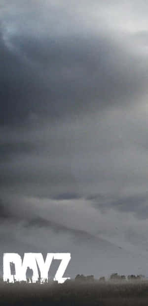 荒蕪田野上空的黑暗暴風雨天空，白色文字寫著DAYZ。 — Dayz GIF 壁紙