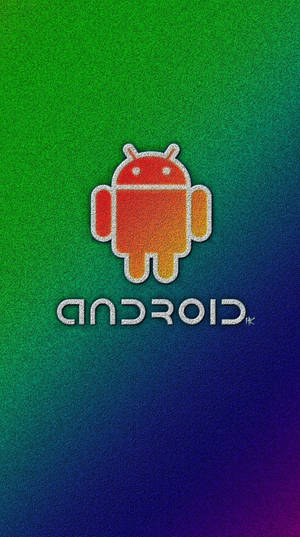 Android 機械人標誌在彩色漸變背景上帶有紋理效果。