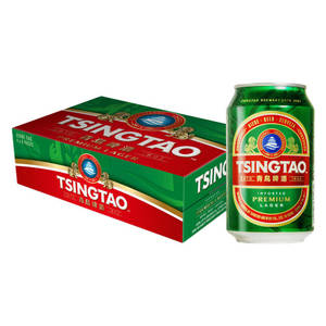 青島啤酒罐和盒裝高級拉格啤酒