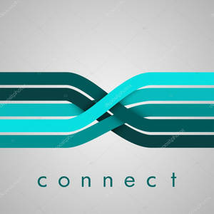 兩條青綠色絲帶交織成一個結，下方有「connect」字樣。 — 青綠色 GIF 壁紙