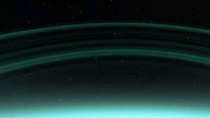 在繁星點點的太空背景下，發光的青綠色行星環。 — 太空 壁紙