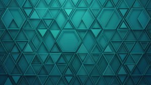 帶有3D三角形和六邊形形狀的抽象青綠色幾何圖案。 — 青綠色 GIF 壁紙