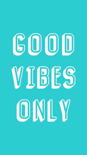 青色背景上的白色good vibes only勵志文字 — 青綠色 GIF 壁紙