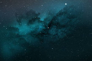 深空中的青綠色星雲和星星